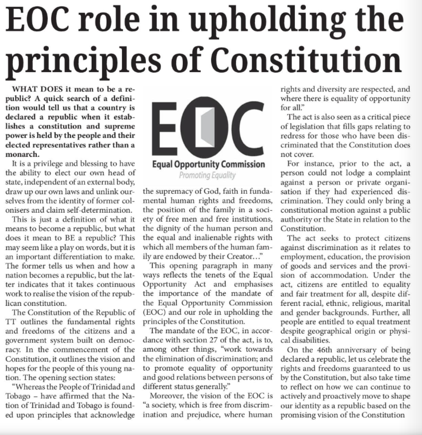 EOC role in upholding the principles of the Constitution